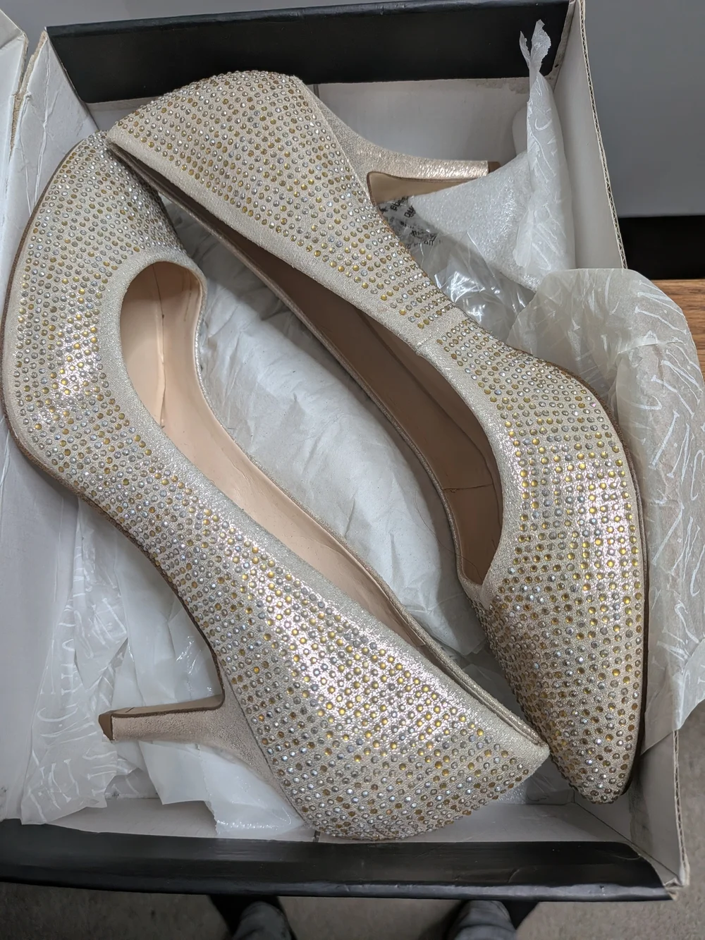 INC International Concepts Ivory Crystal-Embellished Low Heel Pumps